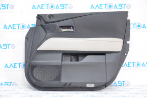 Door trim card front right Lexus RX350 RX450h 10-15 black with black insert leather, armrest gray leather type 2, tears, bumps