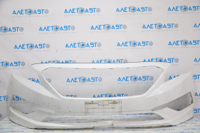 Front bumper bare Hyundai Sonata 15-17 SE white W8, cracks, breaks, broken fasteners