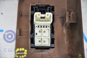 Rear right window lift control Toyota Sequoia 08-16 black, manual, with wood trim, cracked mount, scratches