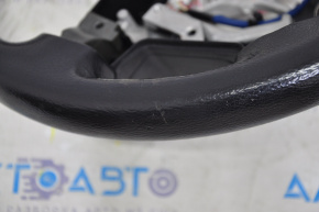 Naked steering wheel Toyota Sequoia 08-11 black leather with wood insert, without buttons and cruise control, scratches