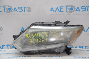 Headlight front left Nissan Rogue 14-16 bare halogen, for polishing, broken fasteners, broken housing
