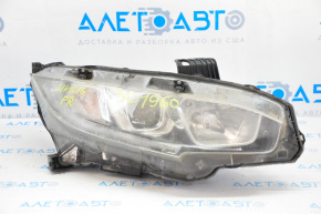 Headlight front right bare Honda Civic X FC 16-19 halogen, water damage