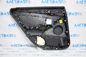 Door trim card rear right Hyundai Sonata 11-14 black with black insert leather, armrest leather, black molding structure, scratch