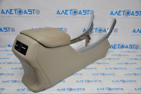 Central console armrest Honda Accord 13-17 beige leather, dry-cleanable