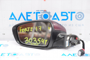 Left side mirror complete Kia Forte 4d 17-18 rest 5 pins, heated, red