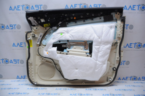 Door trim card front left Lincoln MKC 15-18 beige with beige insert leather, armrest leather, insert wood structure, scratches