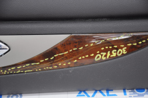 Door trim card front left Lincoln MKZ 13-16 black leather, armrest leather, insert wood gloss, cracks on the overlay