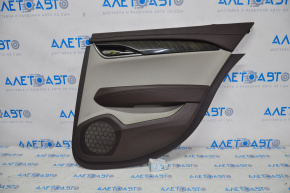 Door trim card rear right Cadillac ATS 13- brown with gray insert leather, armrest leather, molding under wood gloss, cut, butts
