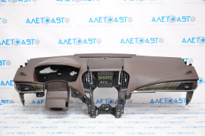 Torpedo front panel without AIRBAG Cadillac ATS 13-19 brown, cracks in leather, scratches