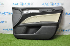 Door trim card front right Ford Fusion mk5 13-16 black with beige insert leather, armrest leather, without handle and overlay, scratches