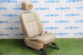 Passenger seat Nissan Pathfinder 13-16 with airbag, electric, beige leather, crack, clean, podg with monitor