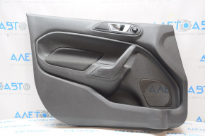Door trim card front left Ford Fiesta 11-19 black, cloth, chrome handle