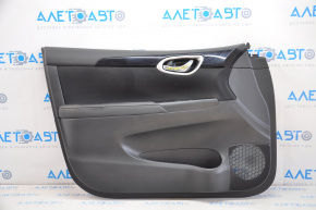 Door trim card front left Nissan Sentra 13-19 black leather, black insert, cloth defect