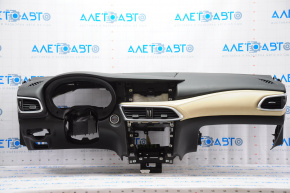 Dashboard front panel without AIRBAG Infiniti QX30 17-19 black, with overlays leather beige