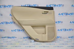 Door trim card rear left Lexus RX350 RX450h 10-12 beige with beige insert leather, armrest leather, water damage, cracked leather, broken crepe, pokes