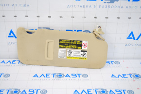 Left visor Lexus RX350 RX450h 10-15 beige, without hook, cracked mount, dry cleaning required