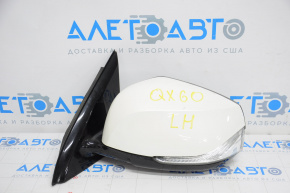 Left side mirror complete Infiniti JX35 QX60 16-20 rest 17 pins, camera, heating, turn signal, white