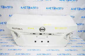 Trunk lid Nissan Altima 16-18 rest, white QAK, dents, bumps