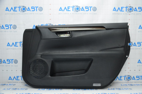 Door trim card front right Lexus ES300h ES350 13-15 black with black insert leather, armrest leather, molding under wood gloss, dent