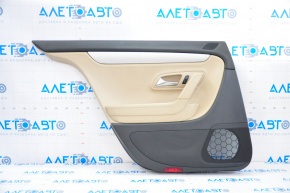Door trim card rear left VW CC 08-12 black with beige insert leather, armrest leather, molding gray scratch gloss, scratches