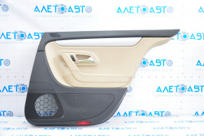 Door trim card rear right VW CC 08-11 black with beige insert leather, armrest leather, molding gray scratch gloss, scratches on leather, worn handle