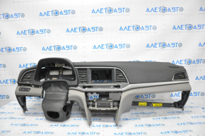 Torpedo front panel without AIRBAG Hyundai Elantra AD 17-20 prerest, black with gray inserts