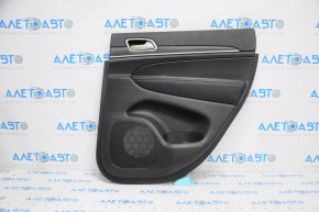Door trim card rear right Jeep Grand Cherokee WK2 14-17 black with black insert leather, armrest leather, white stitching, molding with chrome, under matt black wood, scratches
