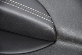 Door trim card rear right Jeep Grand Cherokee WK2 14-17 black with black insert leather, armrest leather, white stitching, molding with chrome, under matt black wood, scratches