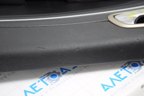 Door trim card rear right Jeep Grand Cherokee WK2 14-17 black with black insert leather, armrest leather, white stitching, molding with chrome, under matt black wood, scratches
