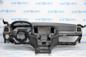 Torpedo front panel without AIRBAG Jeep Grand Cherokee WK2 14-21 black, crack in crepe bard