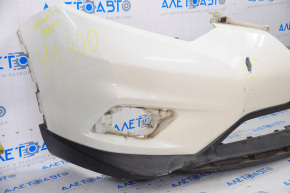Front bumper bare Nissan Rogue 14-16 white QAB, broken mount, dent, cracks, scratches