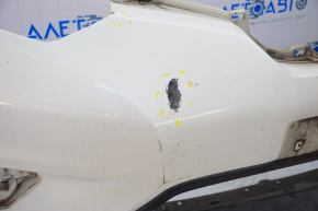 Front bumper bare Nissan Rogue 14-16 white QAB, broken mount, dent, cracks, scratches