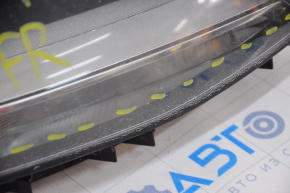 Headlight front right VW Jetta 11-16 bare USA halogen, broken crepe, spider web on glass, without covers