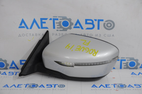 Left side mirror complete Nissan Rogue 14-16 5 pins, turn signal, silver, crack on turn signal