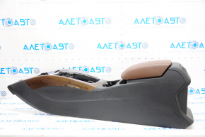 Central console armrest and cup holders Audi Q5 8R 09-17 leather, brown
