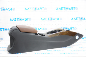 Central console armrest and cup holders Audi Q5 8R 09-17 leather, brown