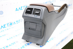 Central console armrest and cup holders Audi Q5 8R 09-17 leather, brown