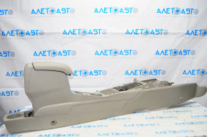 Central console armrest and cup holders Ford Fiesta 11-19 leather, beige, scratch