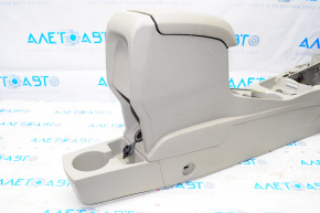 Central console armrest and cup holders Ford Fiesta 11-19 leather, beige, scratch