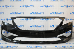 Front bumper bare Hyundai Sonata 15-17 SE black, dented, cracks, broken fasteners