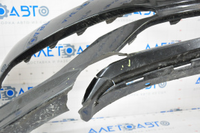 Front bumper bare Hyundai Sonata 15-17 SE black, dented, cracks, broken fasteners