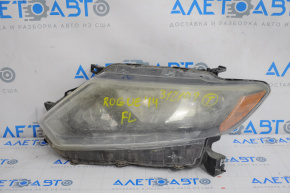 Headlight front left Nissan Rogue 14-16 bare halogen, water damage, for polishing