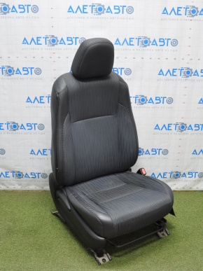Passenger seat Toyota Highlander 14-16 with airbag, combination leather black, mechanic, leather tear