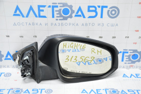 Side mirror right complete Toyota Highlander 14-19 6 pins, turn signal, heated, blue
