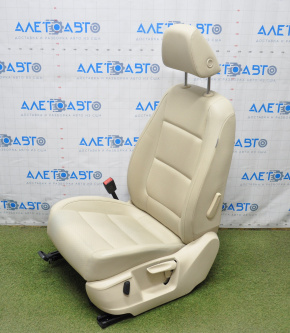 Driver's seat VW Tiguan 09-18 with airbag, electric + fur, beige leather, worn leather