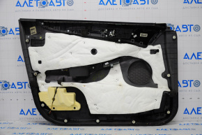 Door trim card front right Hyundai Sonata 11-14 dark gray with gray insert leather, armrest leather, black molding structure, scratches, worn overlay