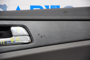 Door trim card front right Hyundai Sonata 11-14 dark gray with gray insert leather, armrest leather, black molding structure, scratches, worn overlay