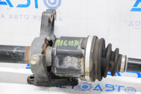 Drive axle shaft front right Toyota Highlander 14-16 3.5 FWD, with bracket, outer CV joint thread is crushed