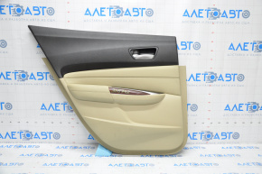 Door trim card rear left Acura TLX 15-17 pre-rest leather beige, defect overlay, scratches, scuffs