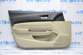 Door trim card front left Acura TLX 15-17 leather beige, defect of lining and leather